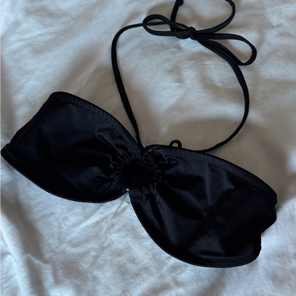 H&M Women's Ring Linked Strapless Bandeau Bikini Tops Drawstring Knot Swim Tops